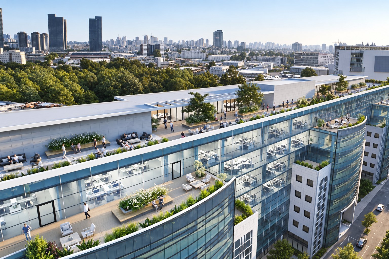 Office Building with a Rooftop Park · 3